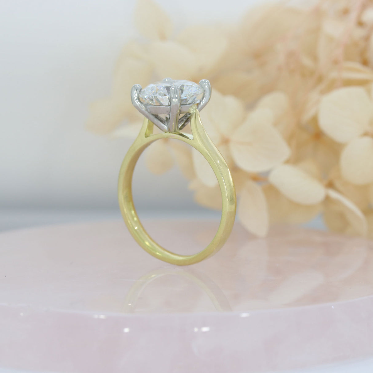 18ct Yellow Gold & Platinum Certified Lab Grown Diamond Solitaire Ring 3.00ct  Approx D VS2