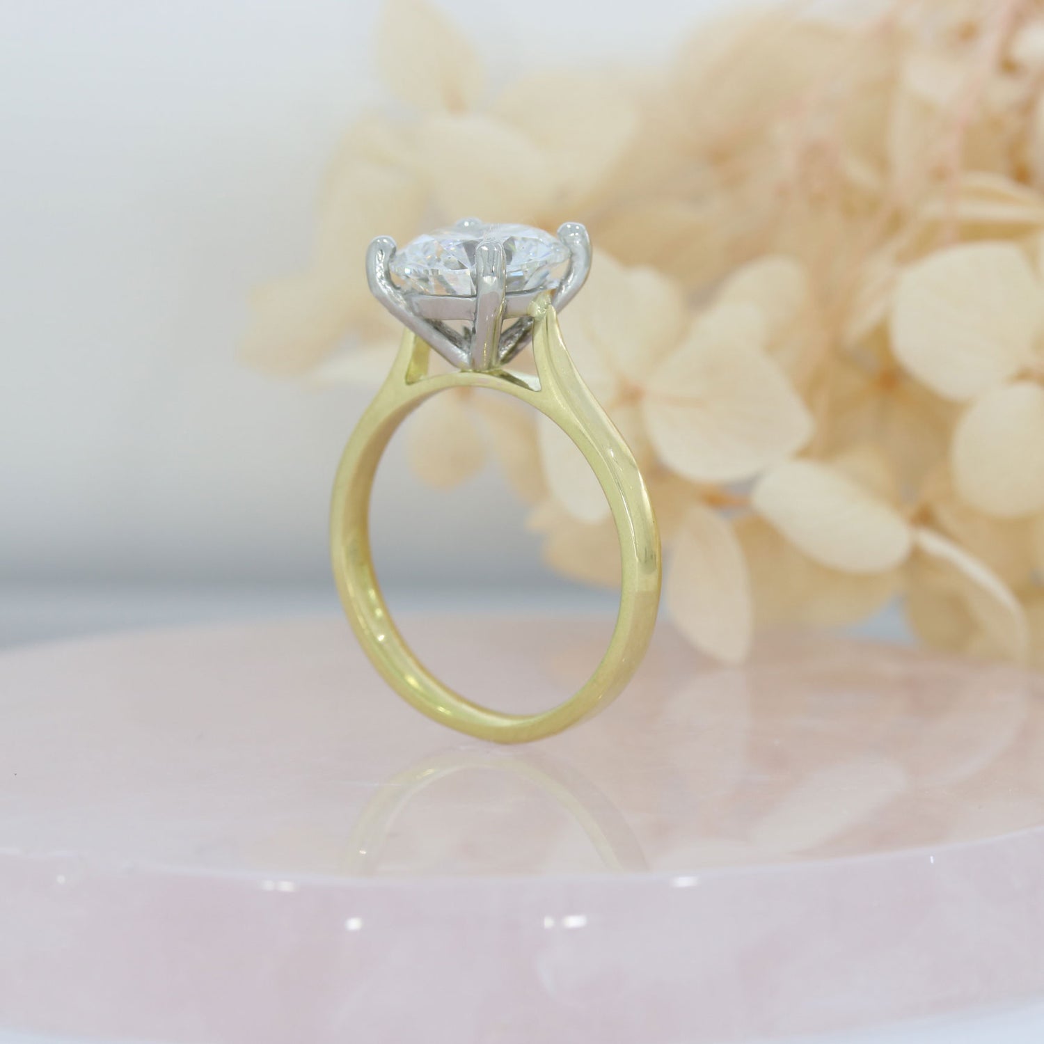 18ct Yellow Gold & Platinum Certified Lab Grown Diamond Solitaire Ring 3.00ct  Approx D VS2