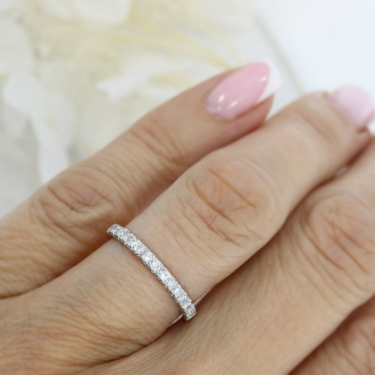 2mm Platinum Claw Set Laboratory Grown Diamond Eternity Ring 0.33ct