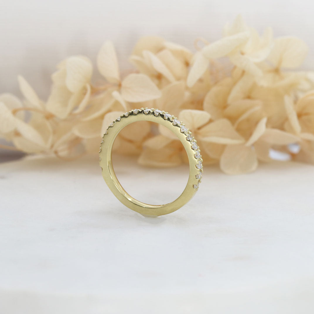 9ct 2mm Gold Claw Set Lab Grown Diamond Eternity Ring 0.37ct D-F VS-VVS