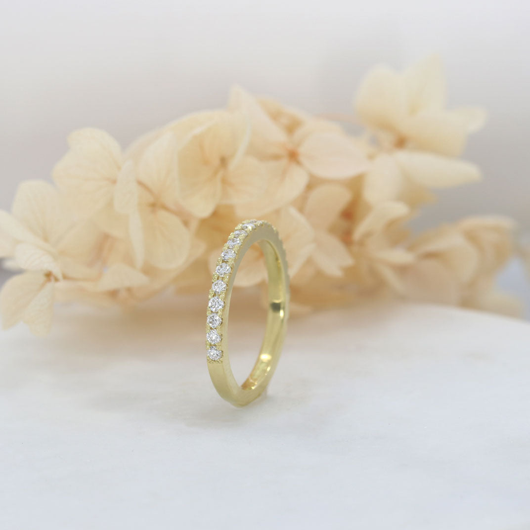 9ct 2mm Gold Claw Set Lab Grown Diamond Eternity Ring 0.37ct D-F VS-VVS