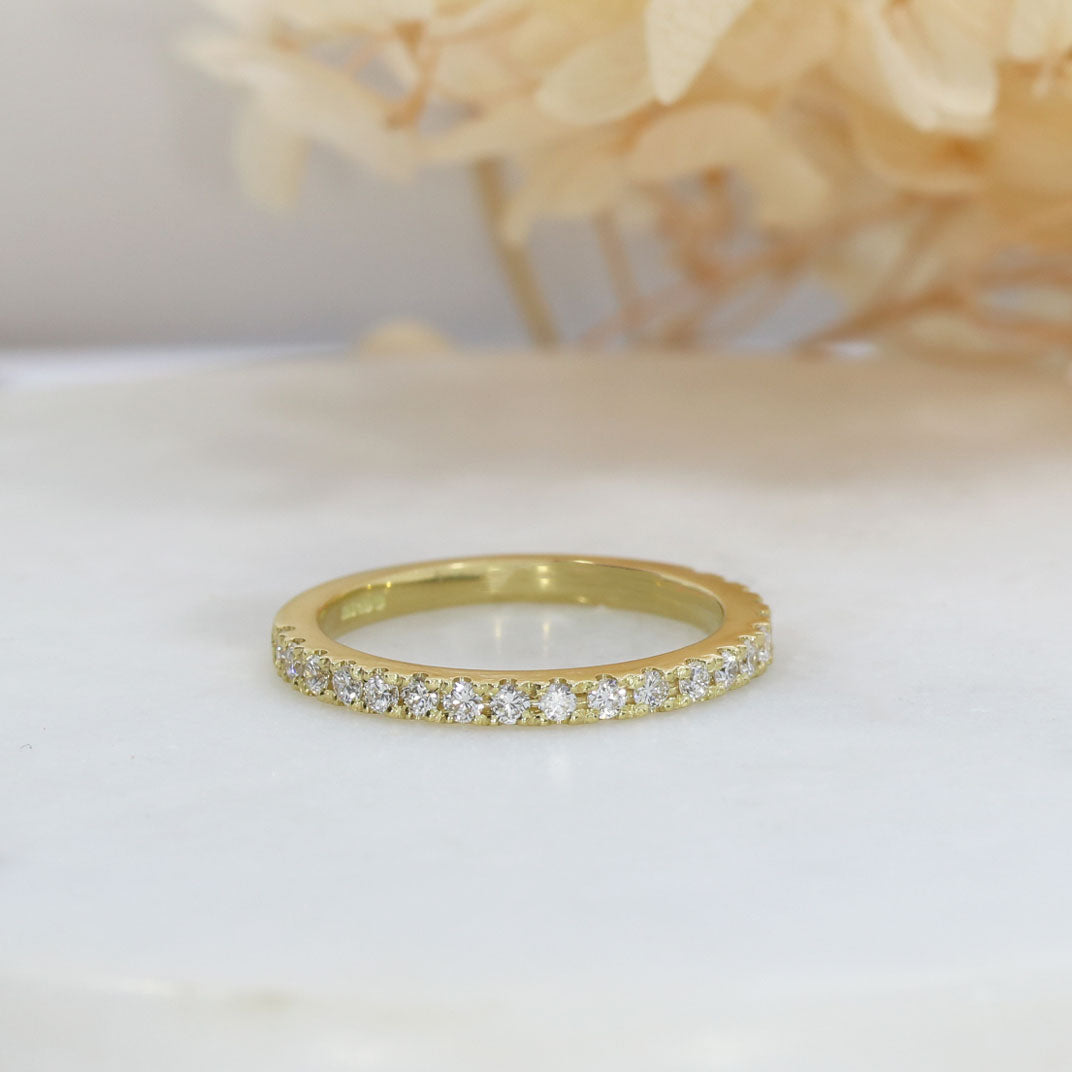 9ct 2mm Gold Claw Set Lab Grown Diamond Eternity Ring 0.37ct D-F VS-VVS