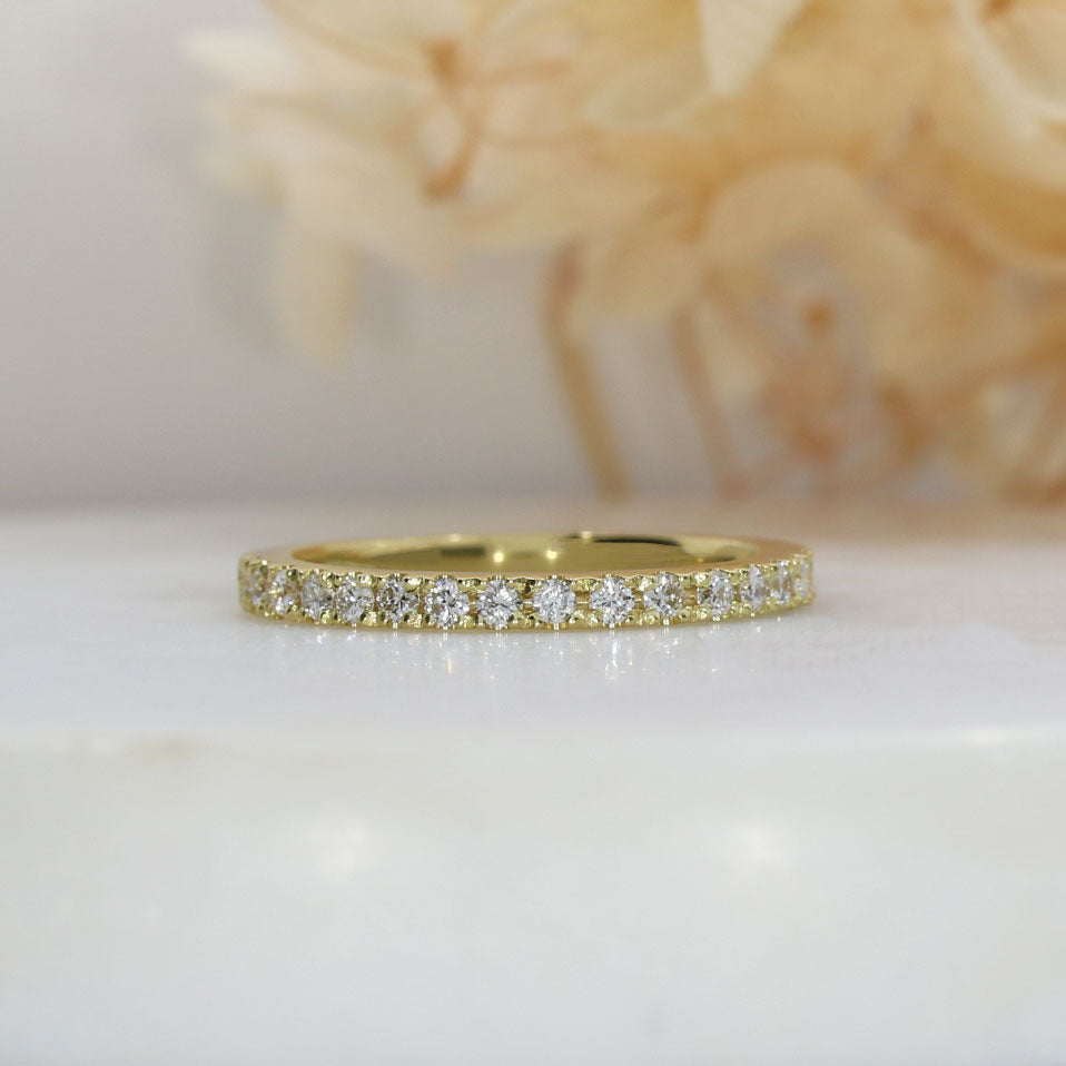 9ct 2mm Gold Claw Set Lab Grown Diamond Eternity Ring 0.37ct D-F VS-VVS