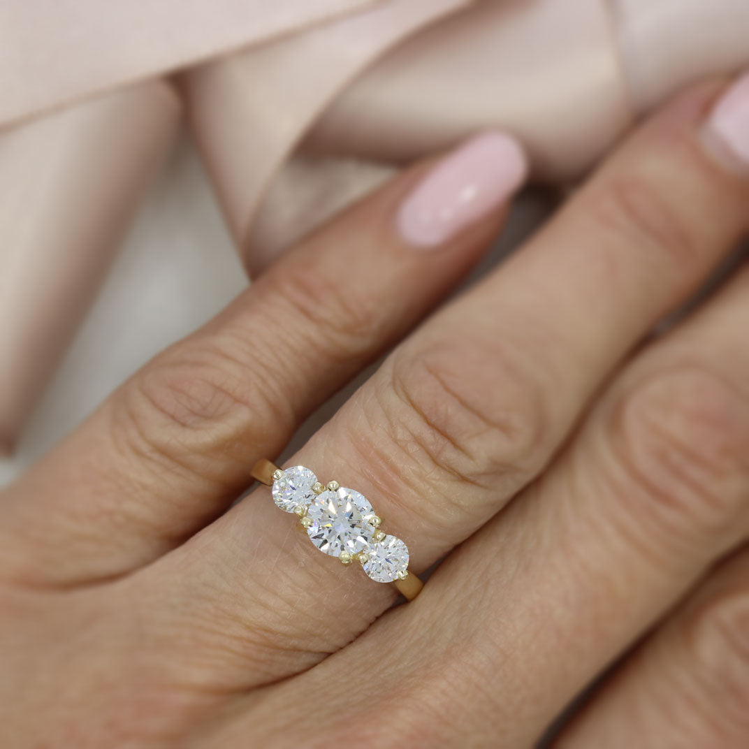 9ct Gold Laboratory Grown Diamond 3 Stone Ring 1.65ct