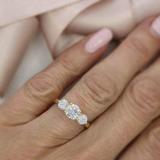 9ct Gold Laboratory Grown Diamond 3 Stone Ring 1.65ct