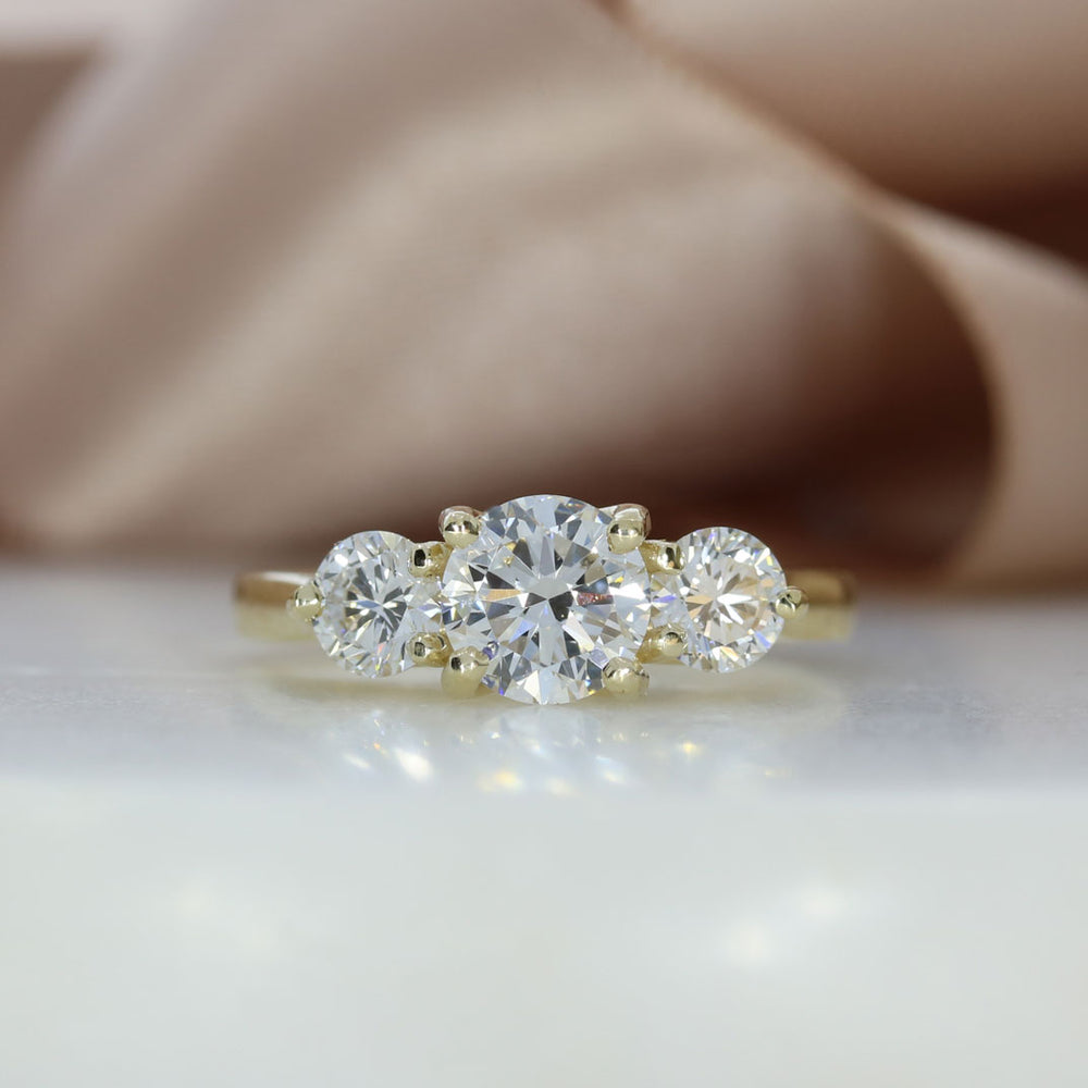 9ct Gold Laboratory Grown Diamond 3 Stone Ring 1.65ct