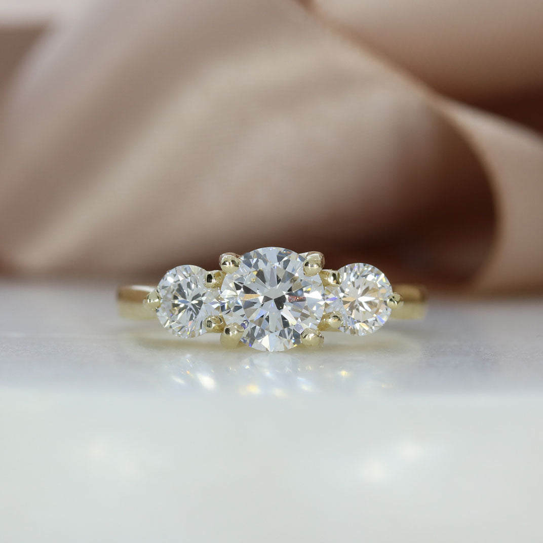 9ct Gold Laboratory Grown Diamond 3 Stone Ring 1.65ct
