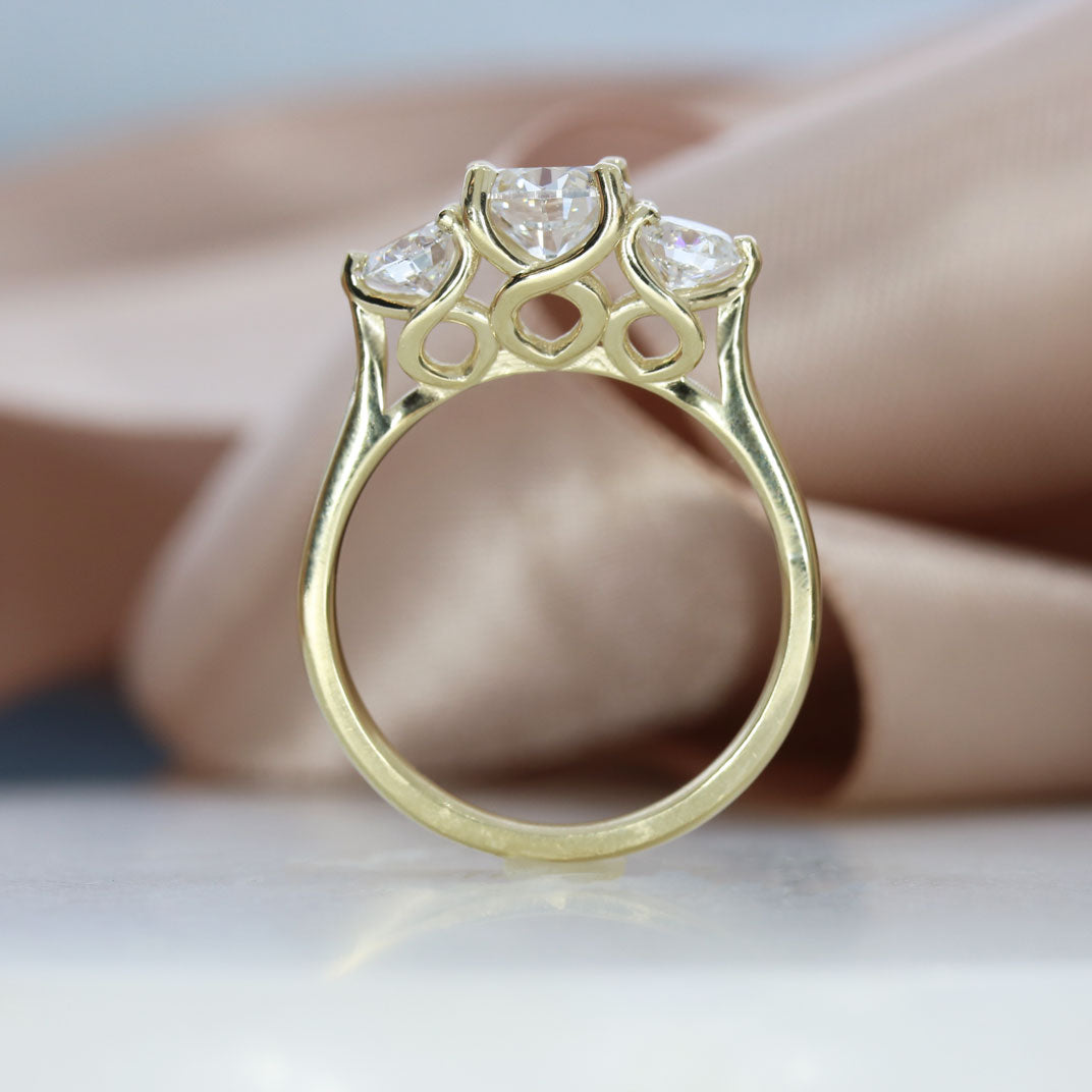 9ct Gold Laboratory Grown Diamond 3 Stone Ring 1.65ct