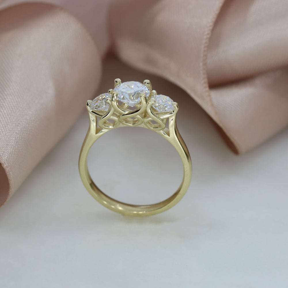 9ct Gold Laboratory Grown Diamond 3 Stone Ring 1.65ct