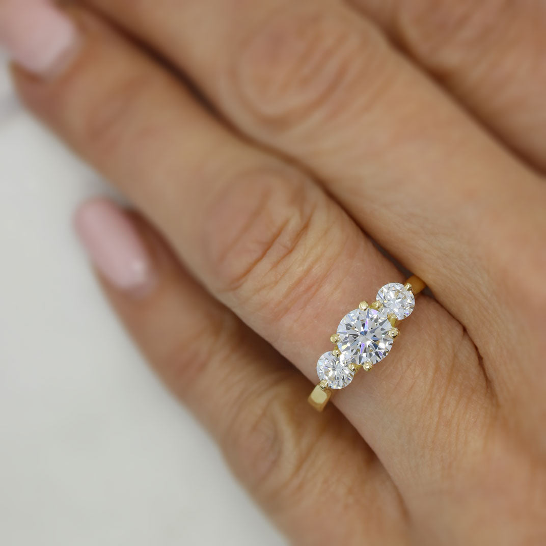18ct Gold Brilliant Cut Laboratory Grown Diamond 3 Stone Ring  1.69ct