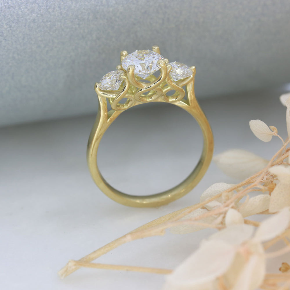 18ct Gold Brilliant Cut Laboratory Grown Diamond 3 Stone Ring  1.69ct