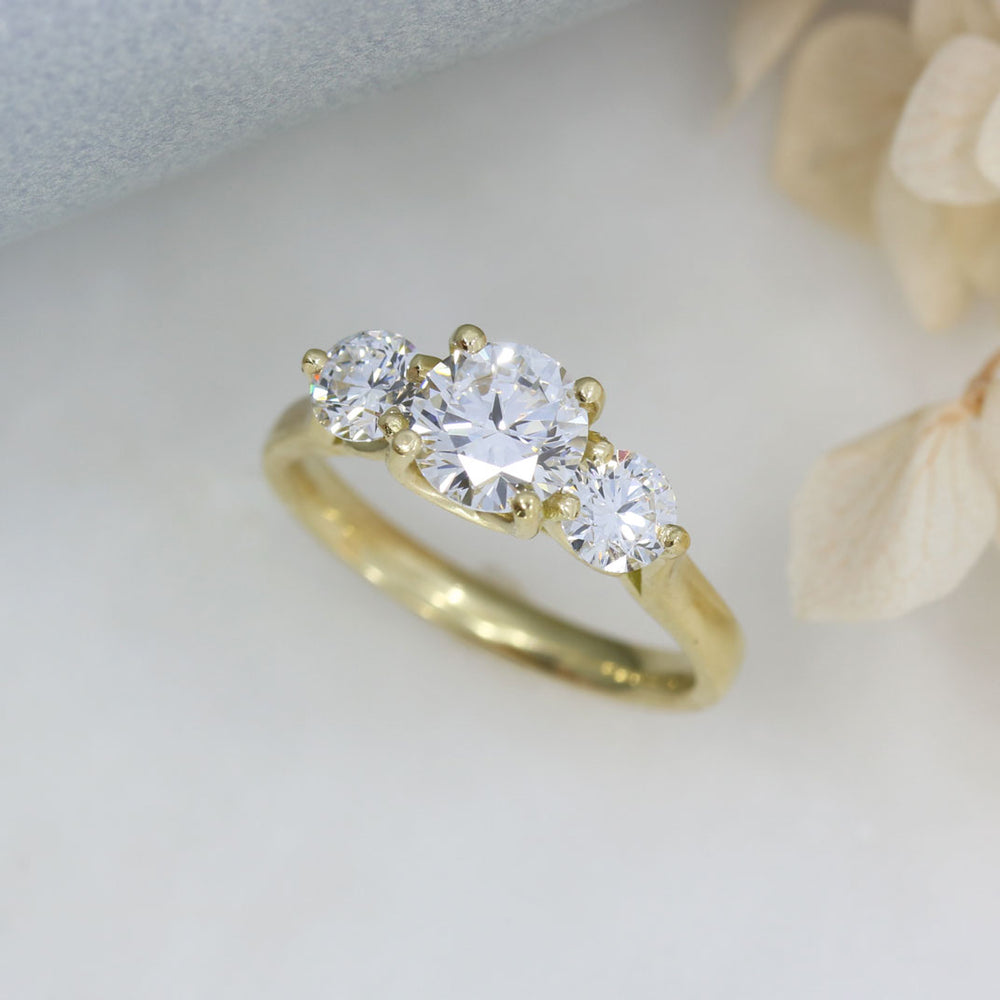 18ct Gold Brilliant Cut Laboratory Grown Diamond 3 Stone Ring  1.69ct