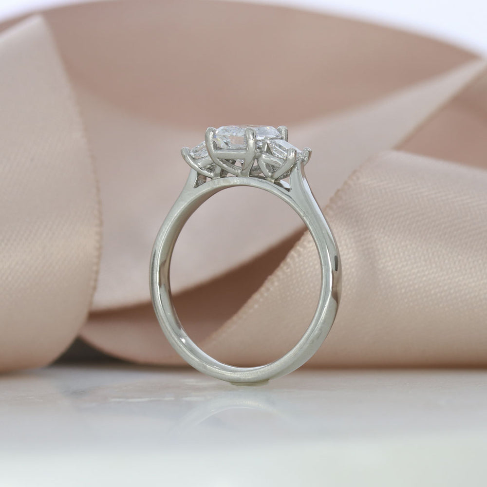 Platinum Claw Set Emerald Cut & Princess Cut Lab Grown Diamond 3 Stone Ring 1.43ct