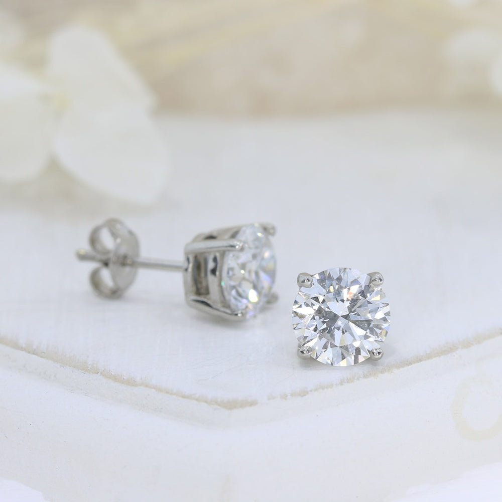 Platinum Certified 4 Claw Laboratory Grown Diamond Stud Earrings 4.03ct
