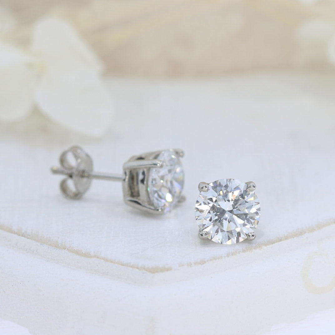 Platinum Certified 4 Claw Laboratory Grown Diamond Stud Earrings 4.03ct