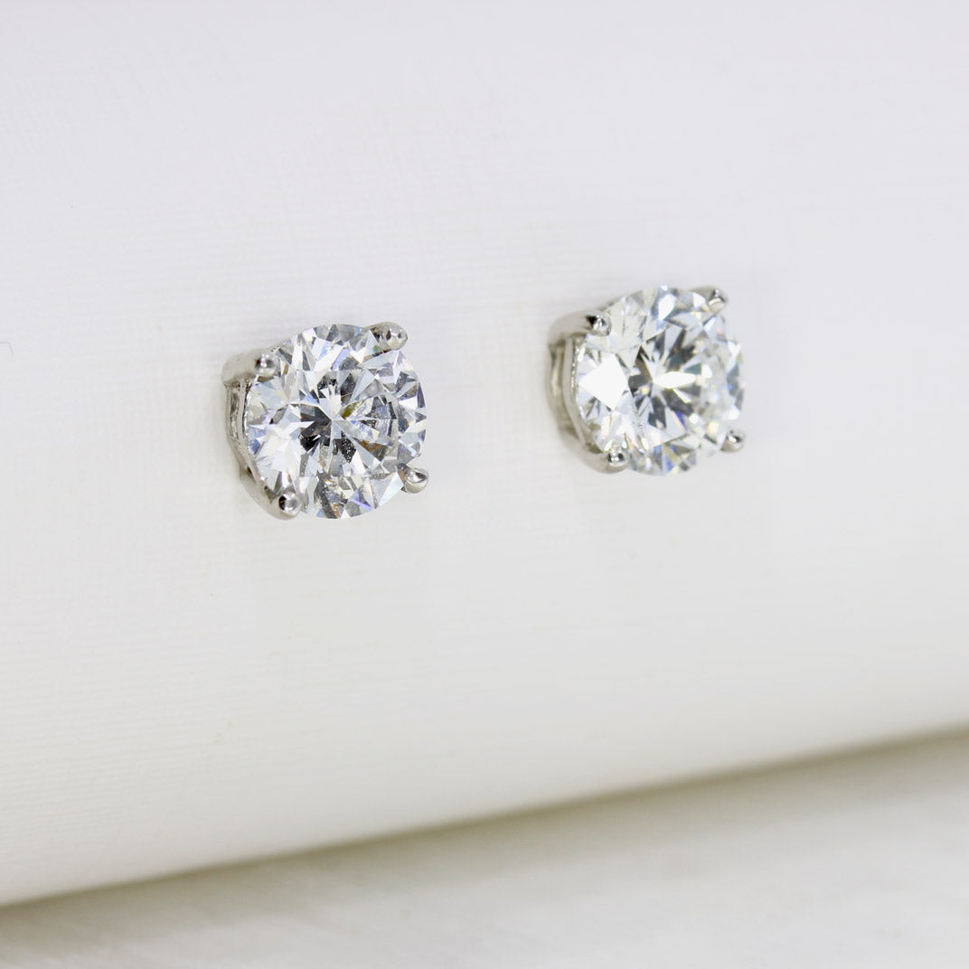 Platinum Certified 4 Claw Laboratory Grown Diamond Stud Earrings 4.03ct