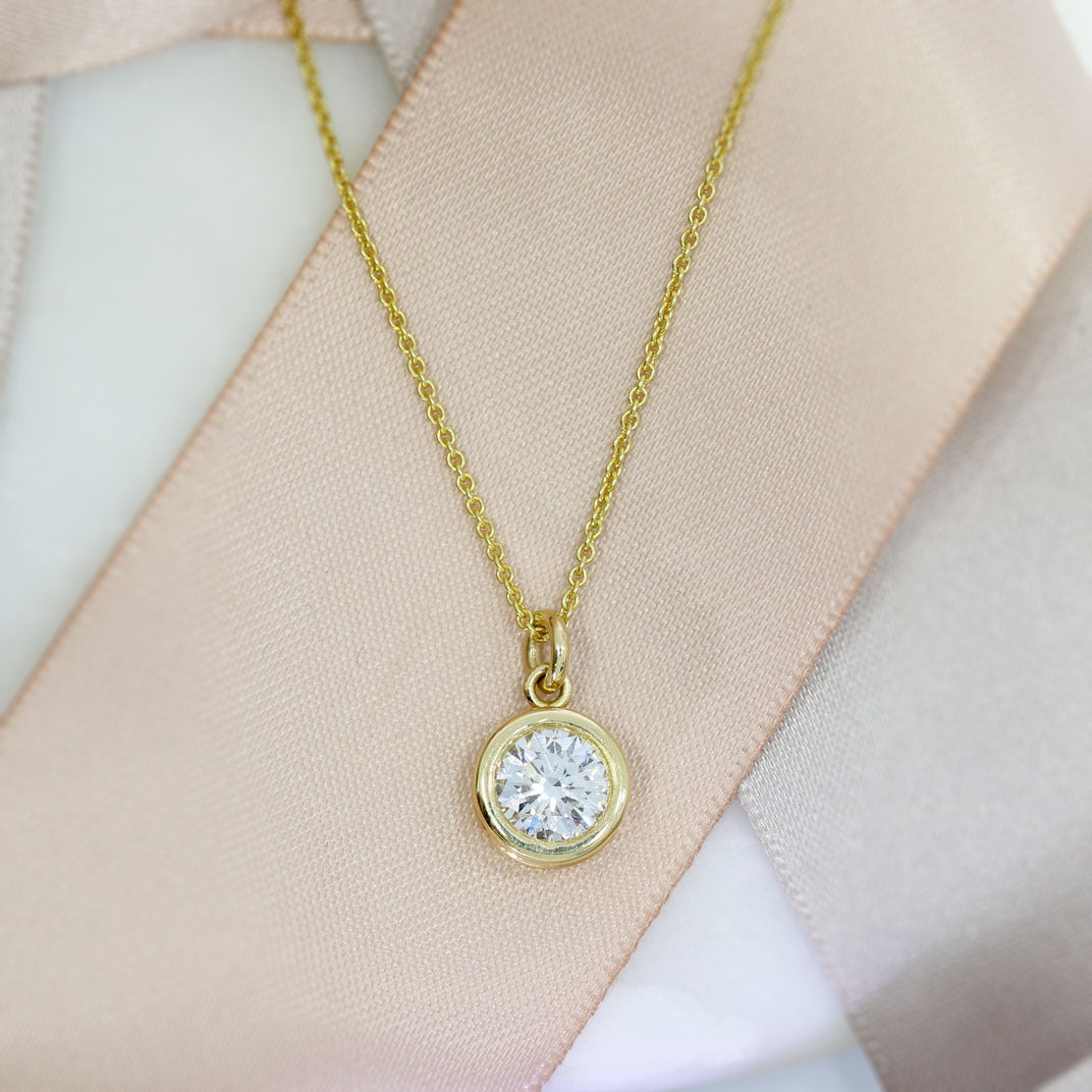 9ct Yellow Gold Lab Grown Diamond Solitaire Pendant 1.06ct on 9ct 20" Chain