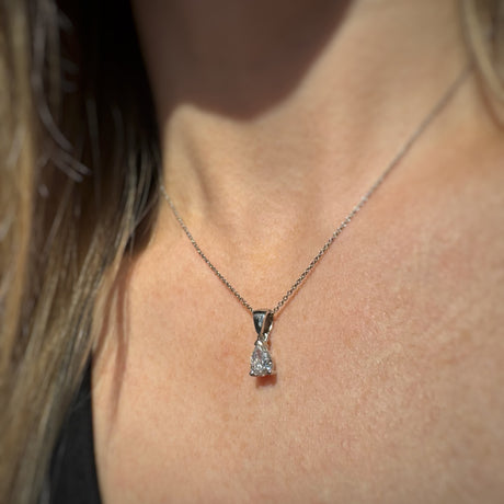 Platinum Pear Shape Lab Grown Diamond Pendant 0.70ct On a 16" Platinum Chain