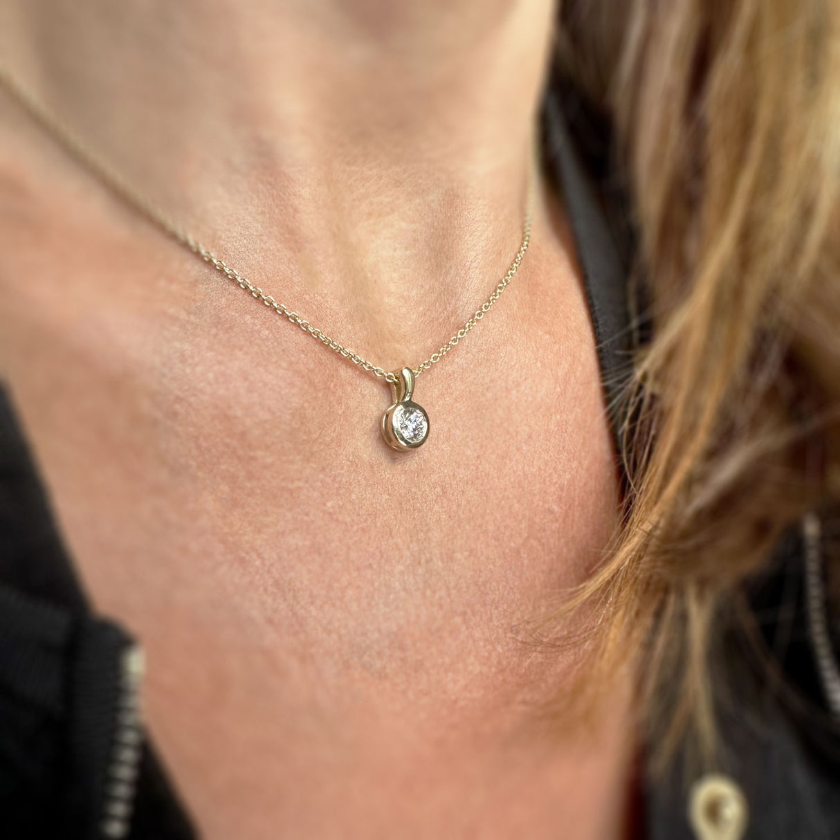 9ct Yellow Gold Round Lab Grown Diamond Pendant 0.50ct on a 9ct 16" Chain