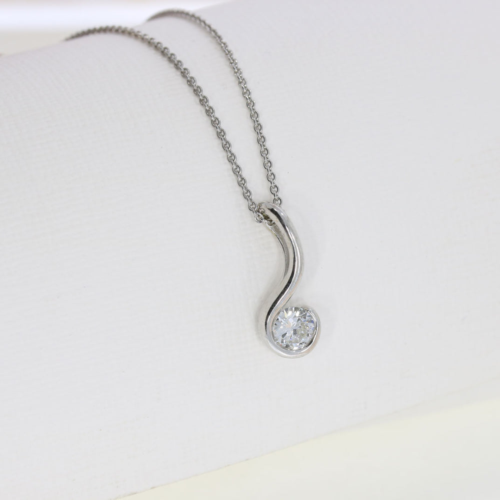 9ct White Gold Swirl Pendant with a Single Round Lab Grown Diamond 0.50ct on a 9ct 18" Chain