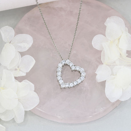 Platinum Open Heart Pendant with Claw Set Lab Grown Diamonds 0.92ct On Platinum 18" Chain