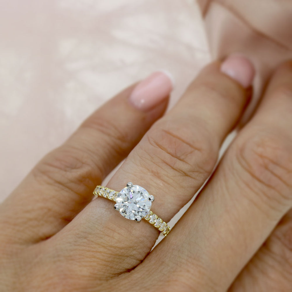 18ct Yellow Gold Lab Grown Diamond Solitaire Ring With Diamond Set shoulders 2.23ct