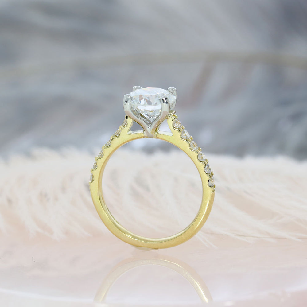 18ct Yellow Gold Lab Grown Diamond Solitaire Ring With Diamond Set shoulders 2.23ct