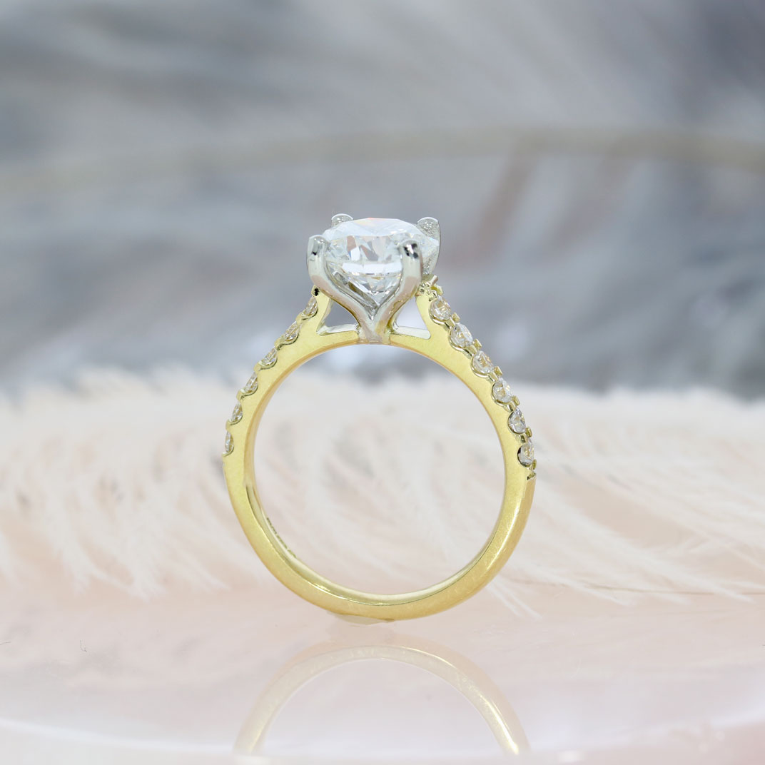 18ct Yellow Gold Lab Grown Diamond Solitaire Ring With Diamond Set shoulders 2.23ct