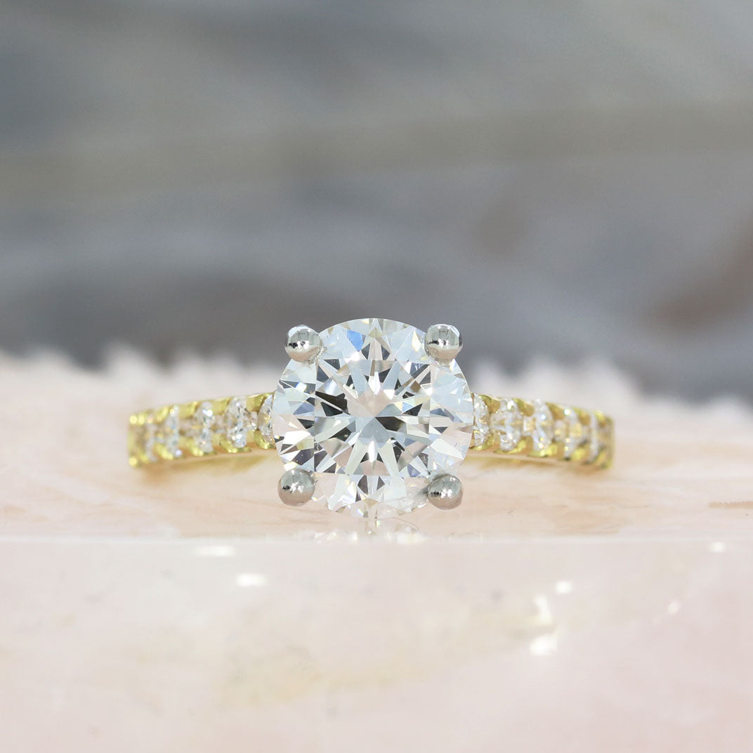 18ct Yellow Gold Lab Grown Diamond Solitaire Ring With Diamond Set shoulders 2.23ct