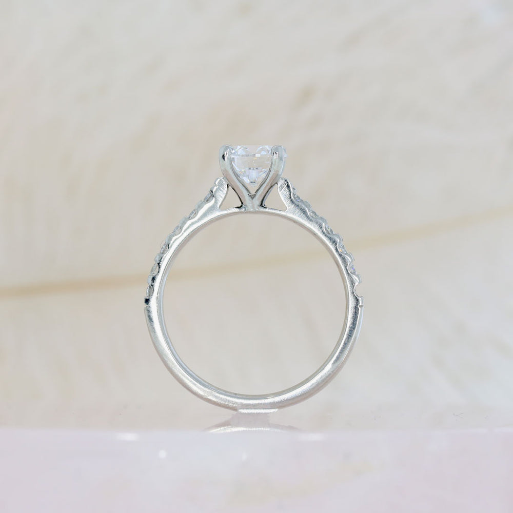 Platinum Brilliant Cut Lab Grown Diamond Solitaire with Diamond Set Shoulders Total 1.31ct