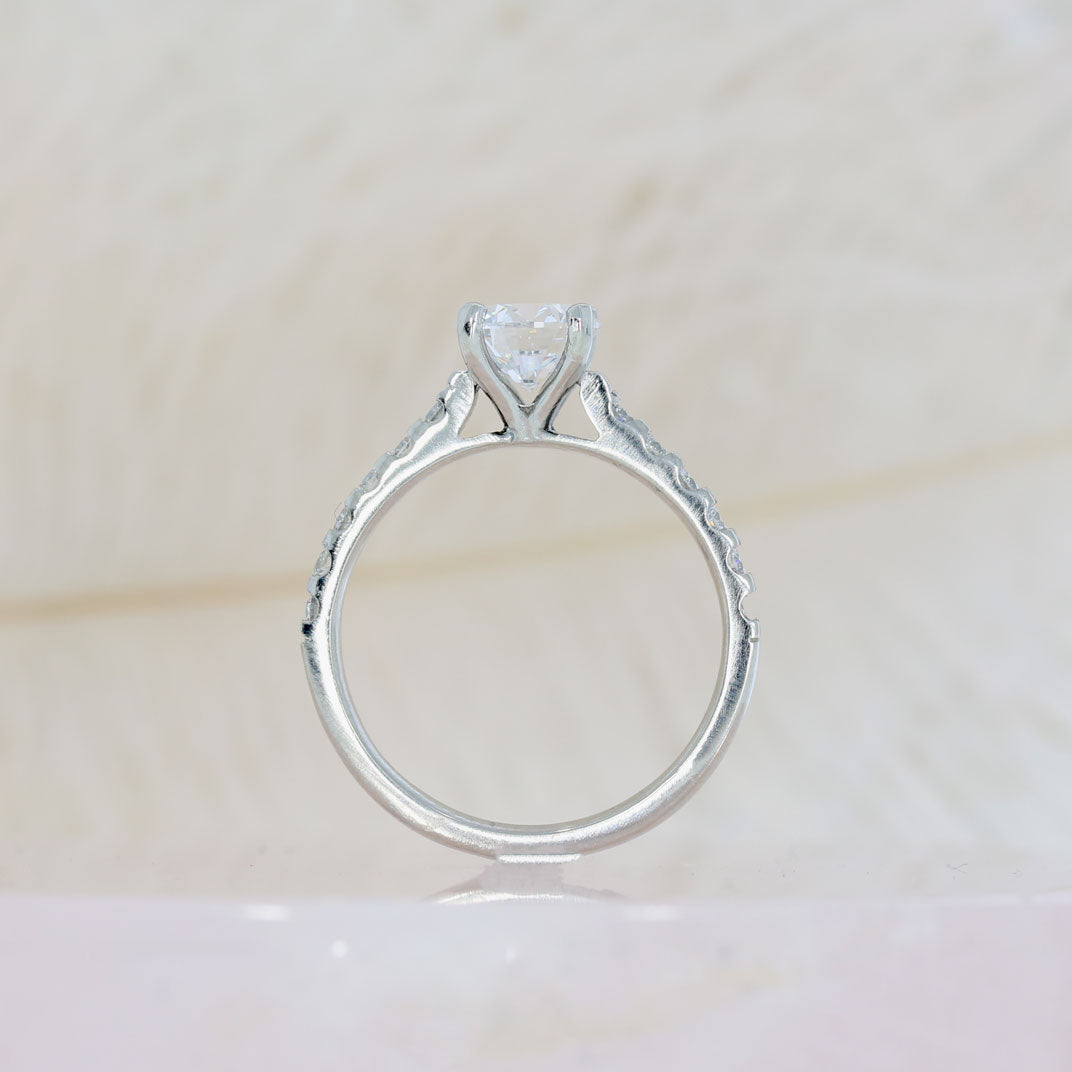 Platinum Brilliant Cut Lab Grown Diamond Solitaire with Diamond Set Shoulders Total 1.31ct