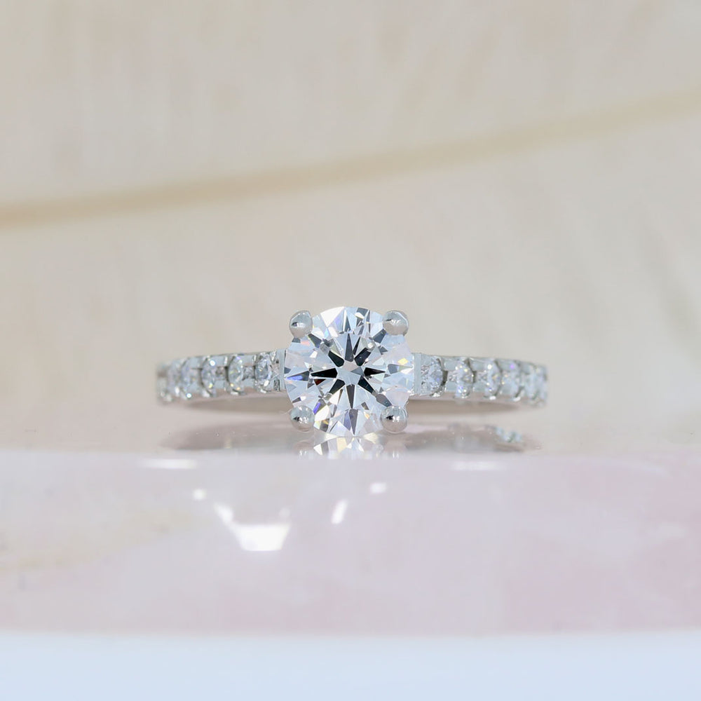 Platinum Brilliant Cut Lab Grown Diamond Solitaire with Diamond Set Shoulders Total 1.31ct