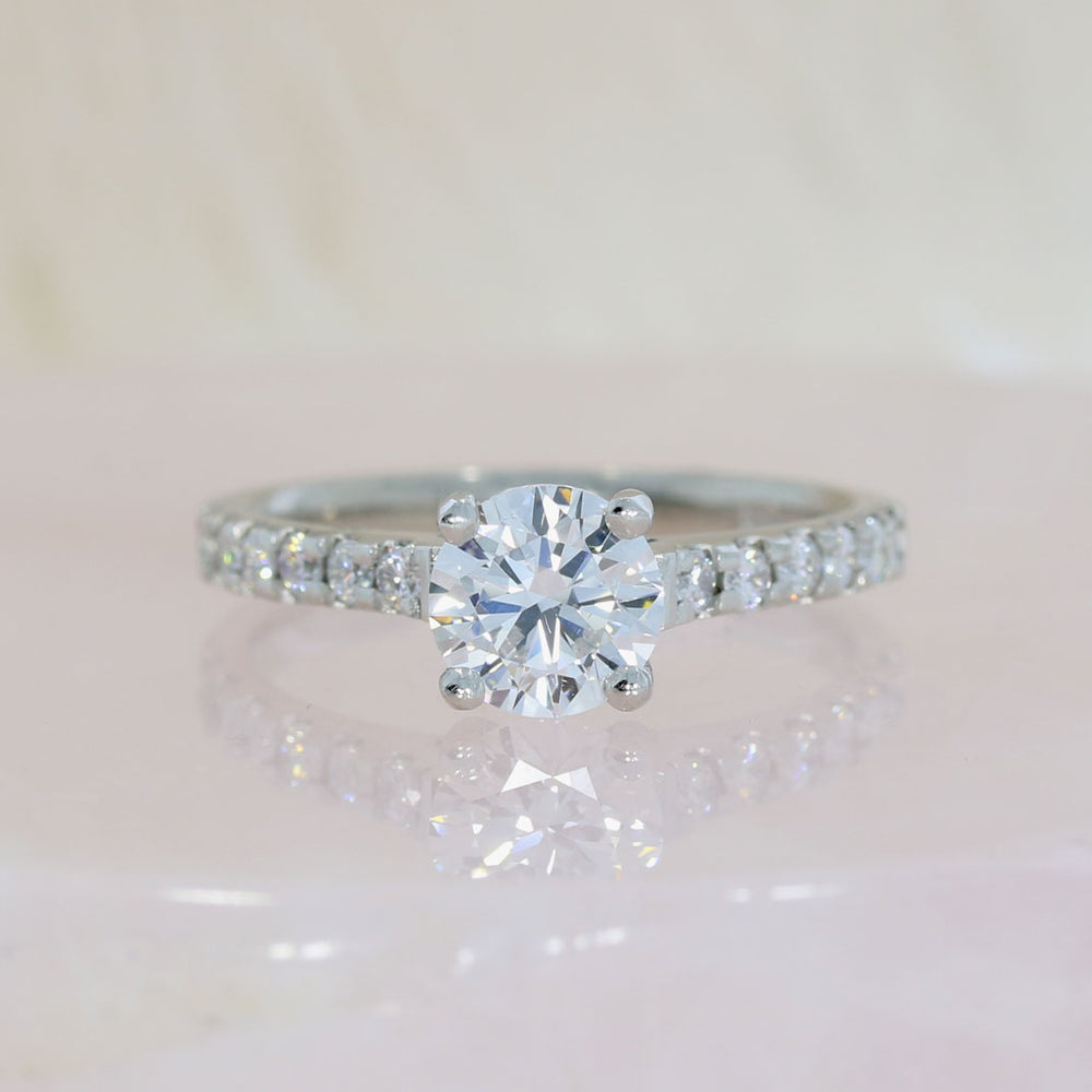 Platinum Brilliant Cut Lab Grown Diamond Solitaire with Diamond Set Shoulders Total 1.31ct