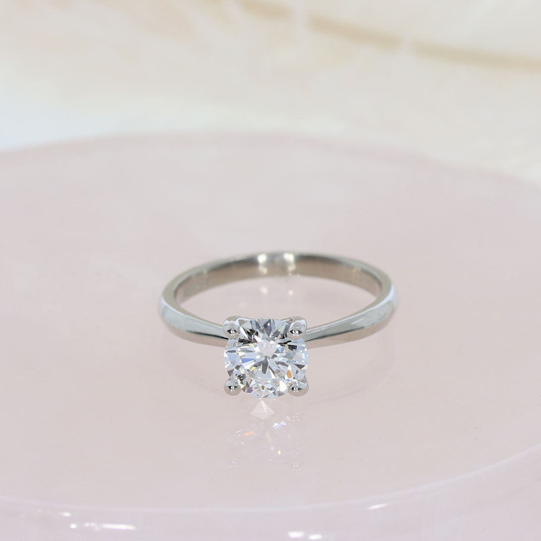 Platinum Certified Round 4 Claw Set Laboratory Grown Diamond Solitaire 1.00ct