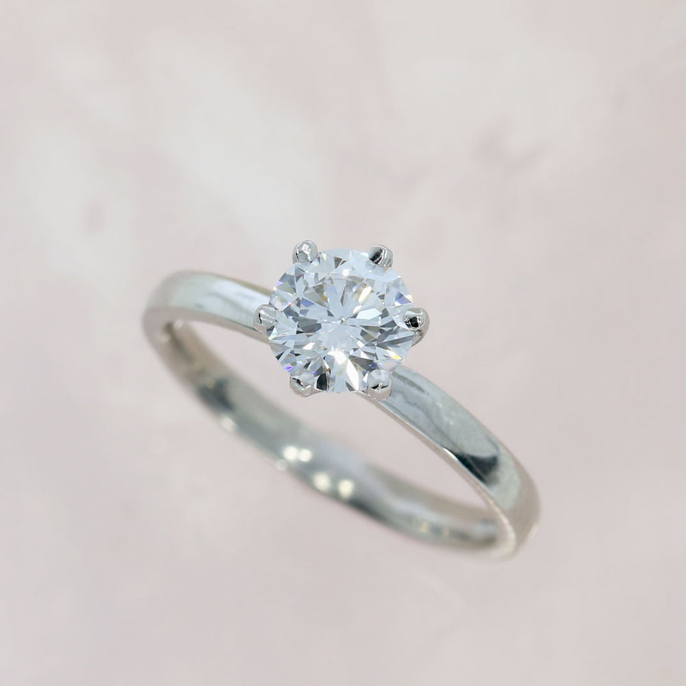 Platinum Certified Round 6 Claw Set Laboratory Grown Diamond Solitaire 1.00ct