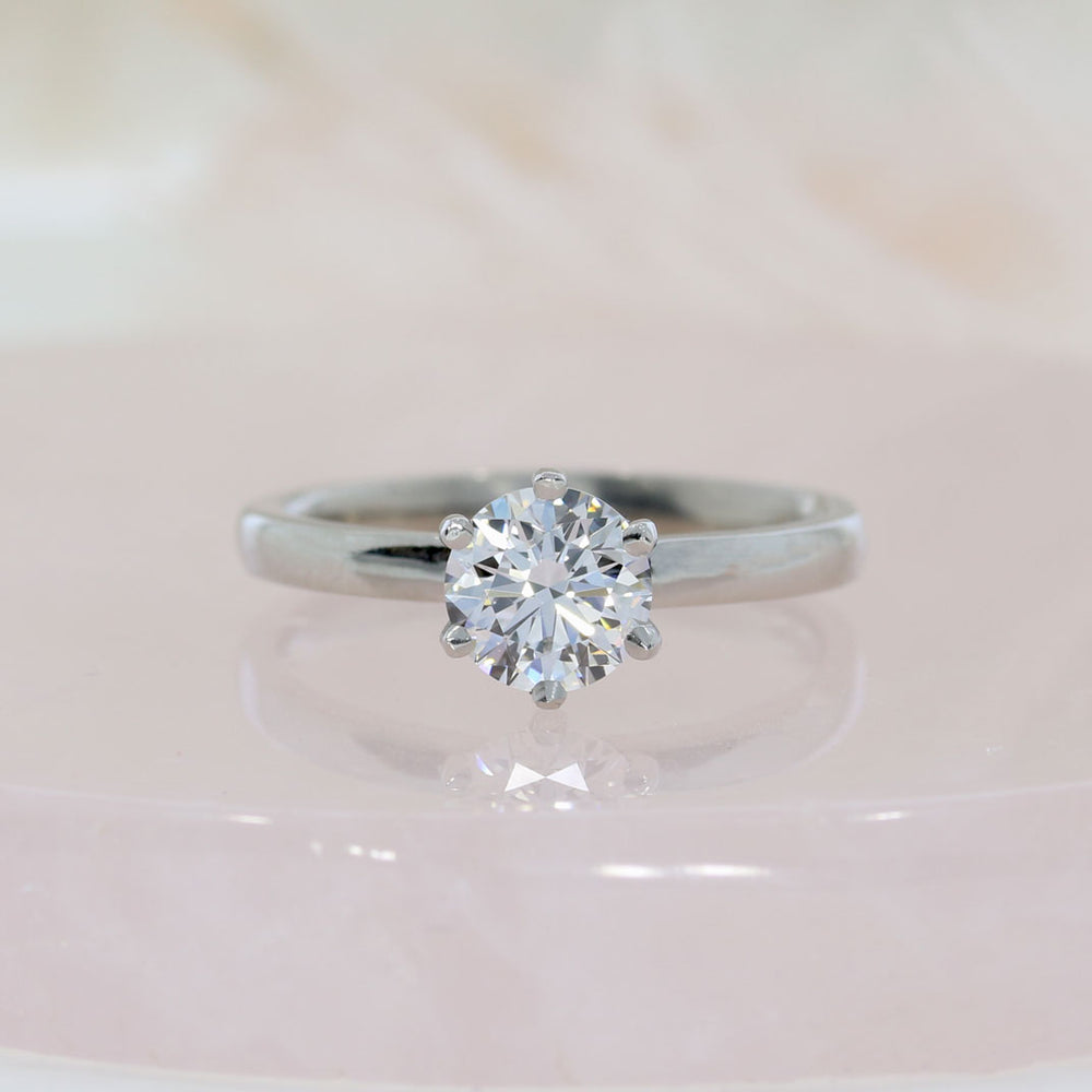 Platinum Certified Round 6 Claw Set Laboratory Grown Diamond Solitaire 1.00ct