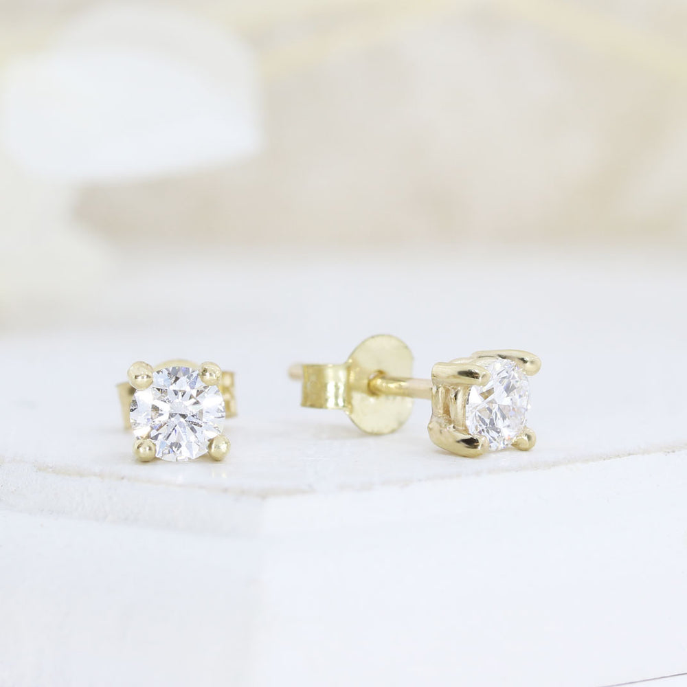 9ct Yellow Gold 4 Claw Laboratory Grown Diamond Stud Earrings 0.33ct