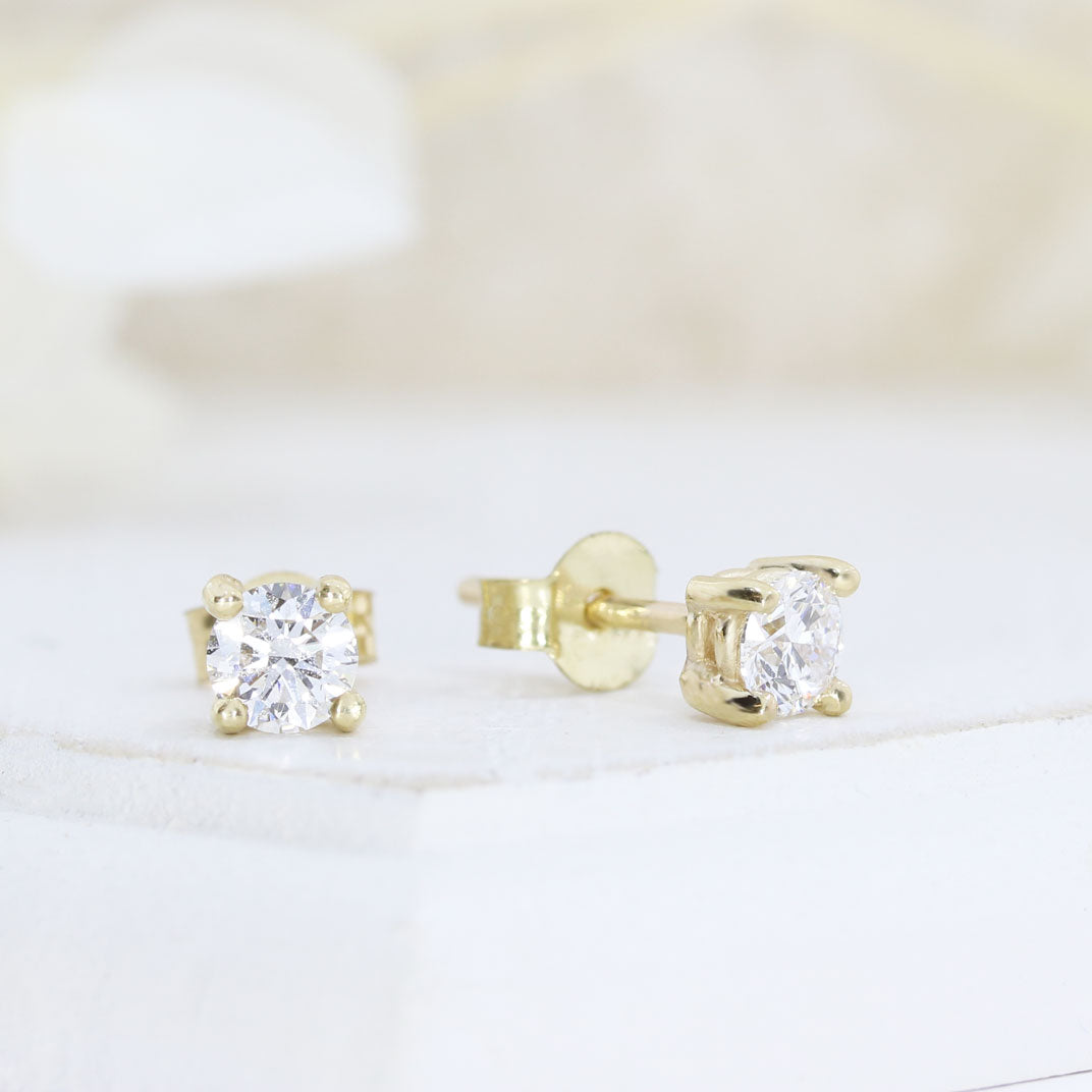 9ct Yellow Gold 4 Claw Laboratory Grown Diamond Stud Earrings 0.33ct