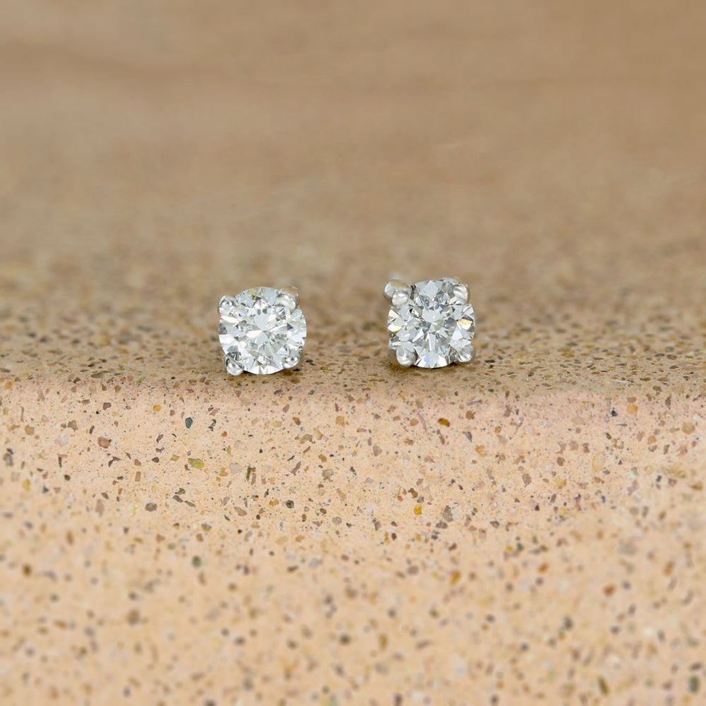 9ct White Gold 4 Claw Set Round Brilliant Cut Lab Grown Diamond Stud Earrings 0.22ct