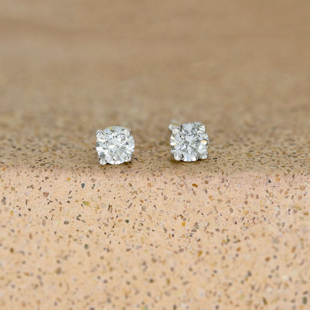 9ct White Gold 4 Claw Set Round Brilliant Cut Lab Grown Diamond Stud Earrings 0.22ct