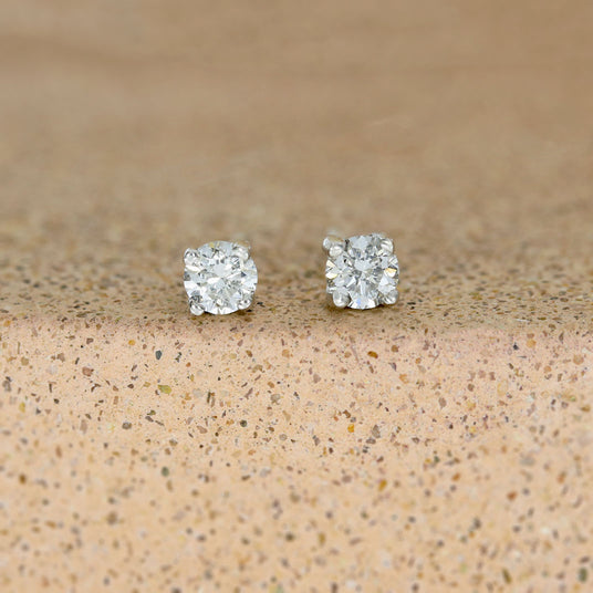 9ct White Gold 4 Claw Set Round Brilliant Cut Lab Grown Diamond Stud Earrings 0.22ct