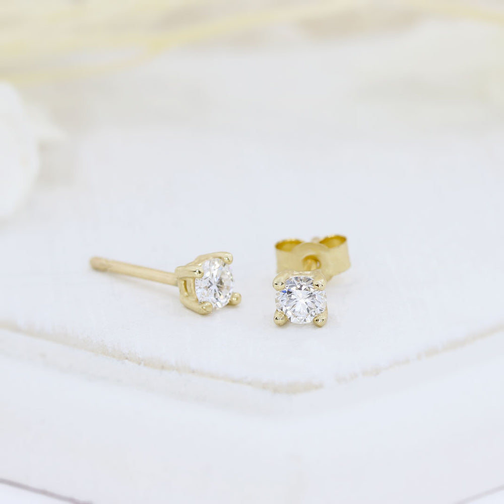 9ct Yellow Gold 4 Claw Laboratory Grown Diamond Stud Earrings 0.29ct