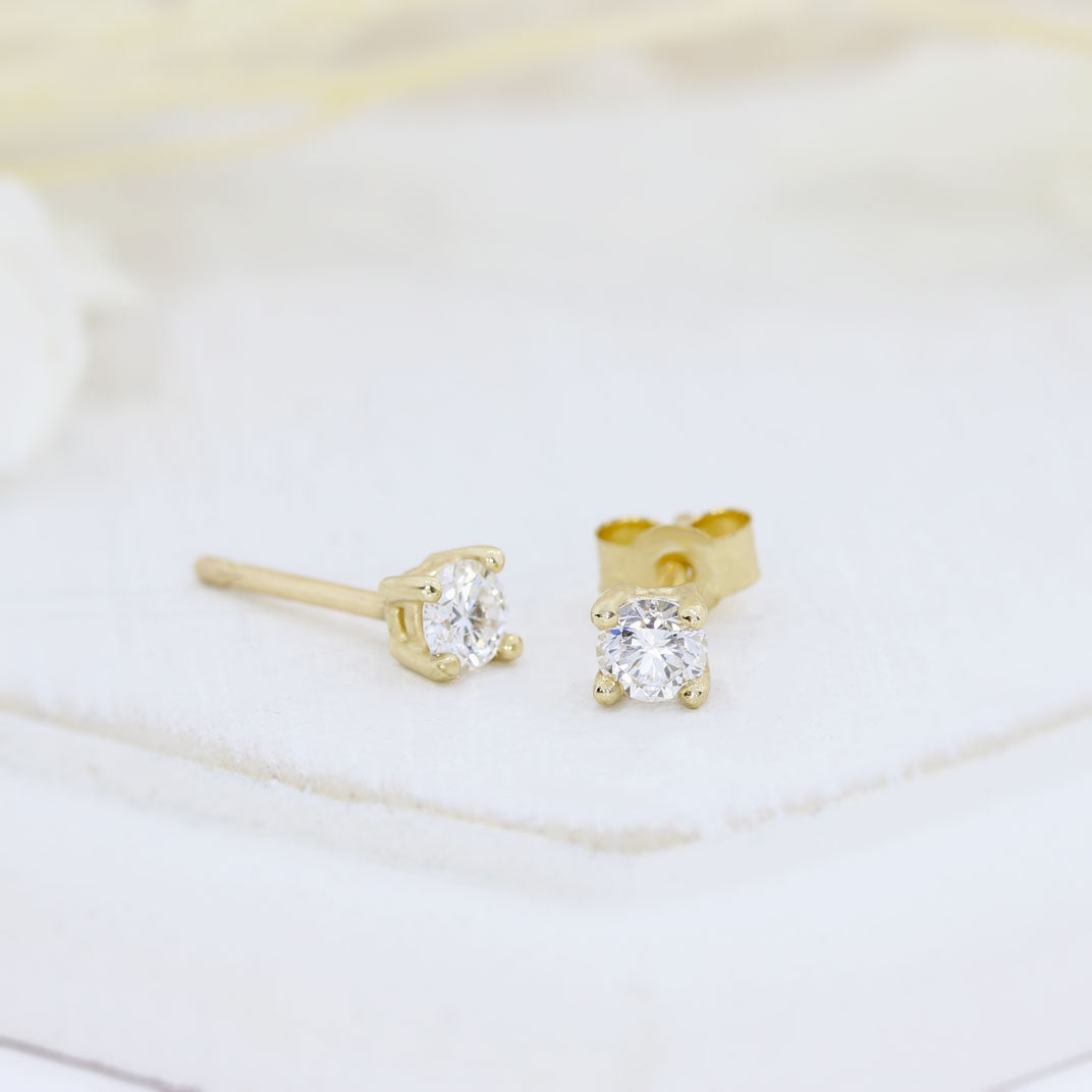 9ct Yellow Gold 4 Claw Laboratory Grown Diamond Stud Earrings 0.29ct
