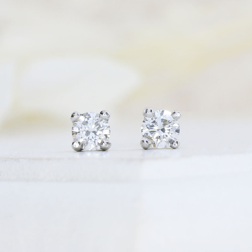9ct White Gold 4 Claw Set Laboratory Grown Diamond Stud Earrings 0.26ct