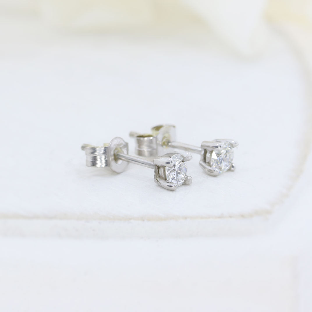 9ct White Gold 4 Claw Set Laboratory Grown Diamond Stud Earrings 0.26ct