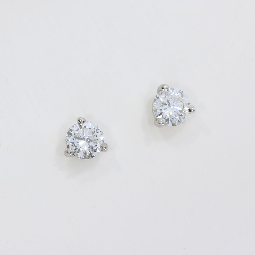 9ct Yellow & White Gold 3 Claw Set Laboratory Grown Diamond Stud Earrings 0.50ct