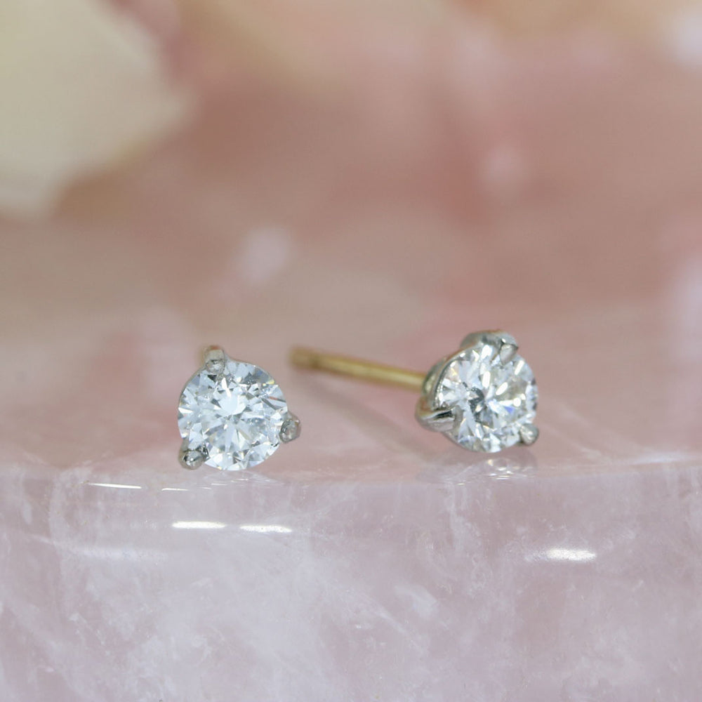 9ct Yellow & White Gold 4 Claw Set Round Brilliant Cut LabGrown Diamond Stud Earrings 0.32ct