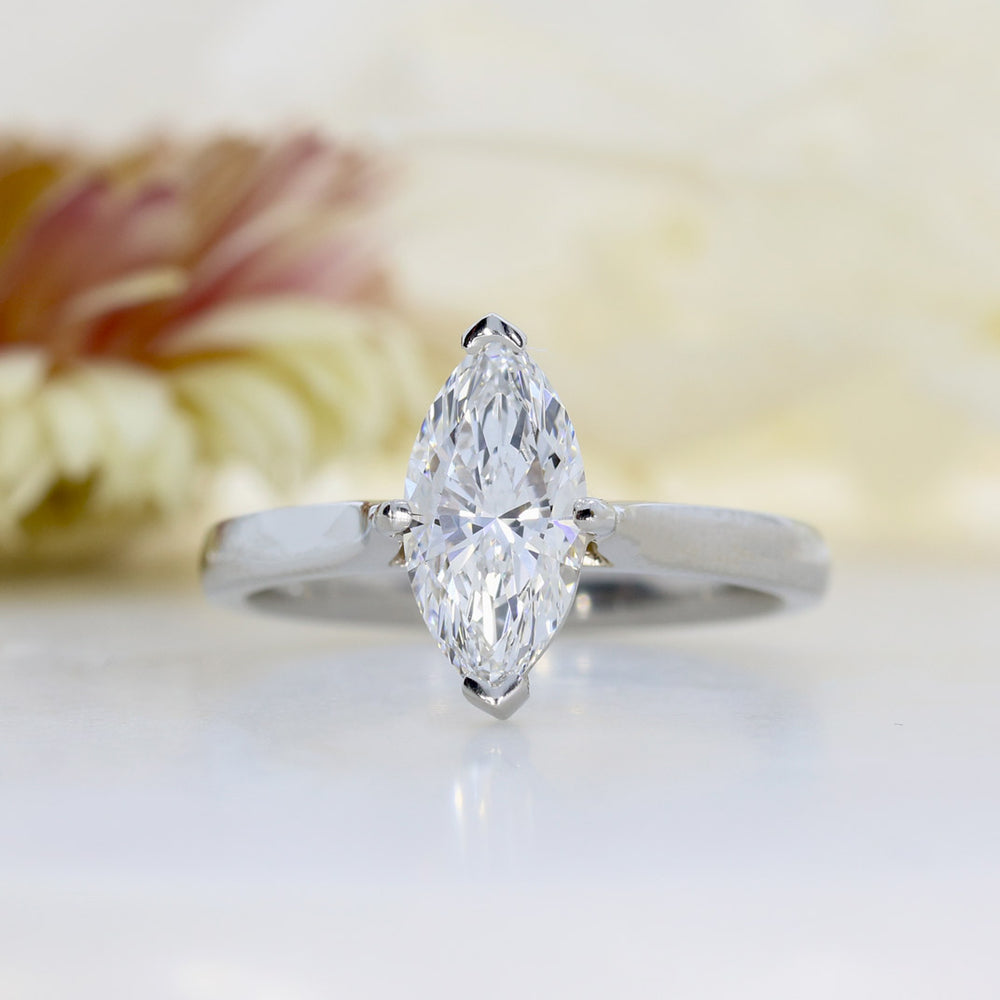 Platinum Claw Set Certified Lab Grown Marquise Shape Diamond Ring 1.52ct D VVS2
