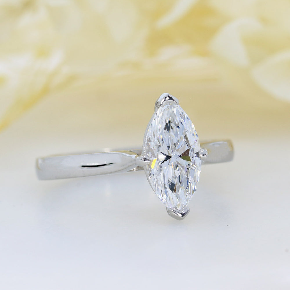 Platinum Claw Set Certified Lab Grown Marquise Shape Diamond Ring 1.52ct D VVS2