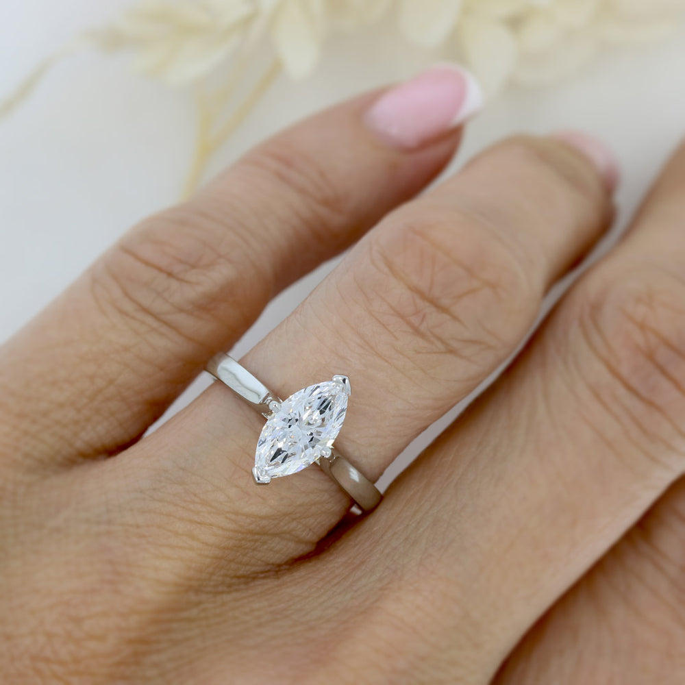 Platinum Claw Set Certified Lab Grown Marquise Shape Diamond Ring 1.52ct D VVS2